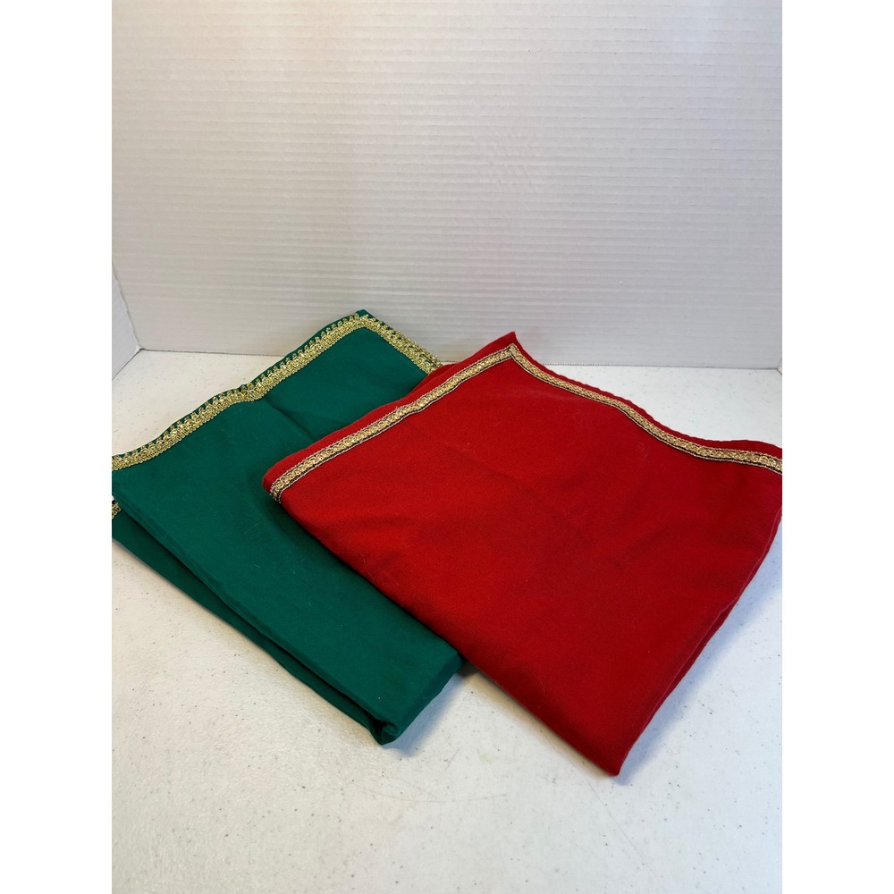 Pier 1 Imports Red Green Christmas Napkins Gold Trim Cotton Linen Set of 6